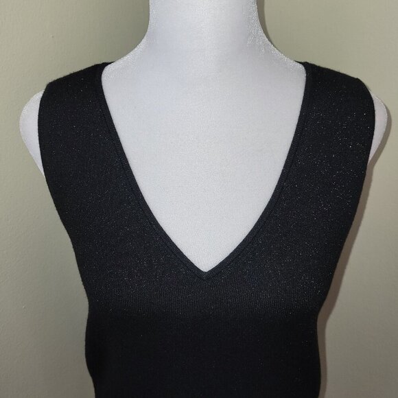 NWT Talbots Shimmer V-Neck Sweater Vest Black Lightweight W/Sparkle Women's SZ S - Picture 3 of 13